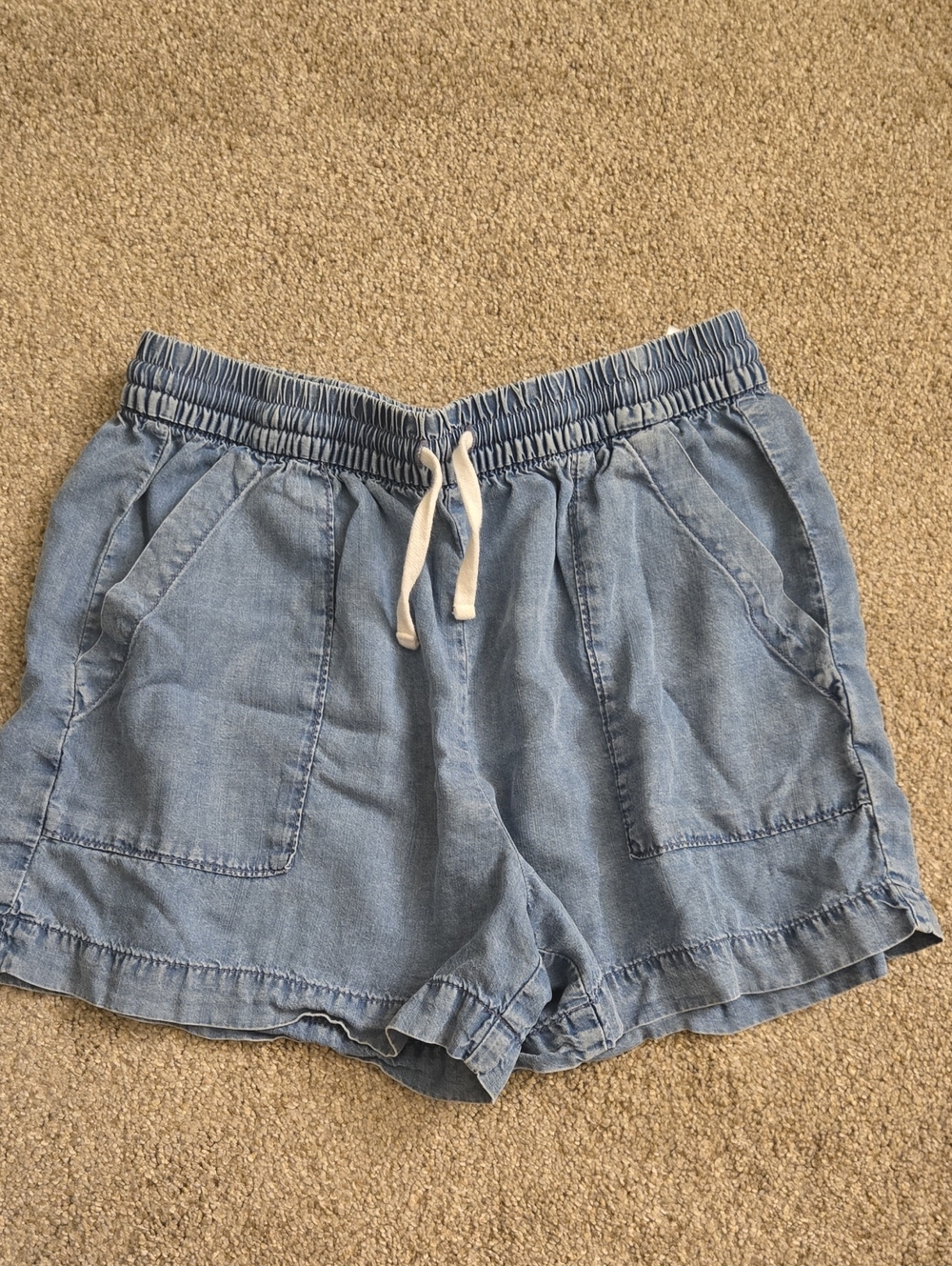 Light Blue Women's Drawstring Denim Shorts